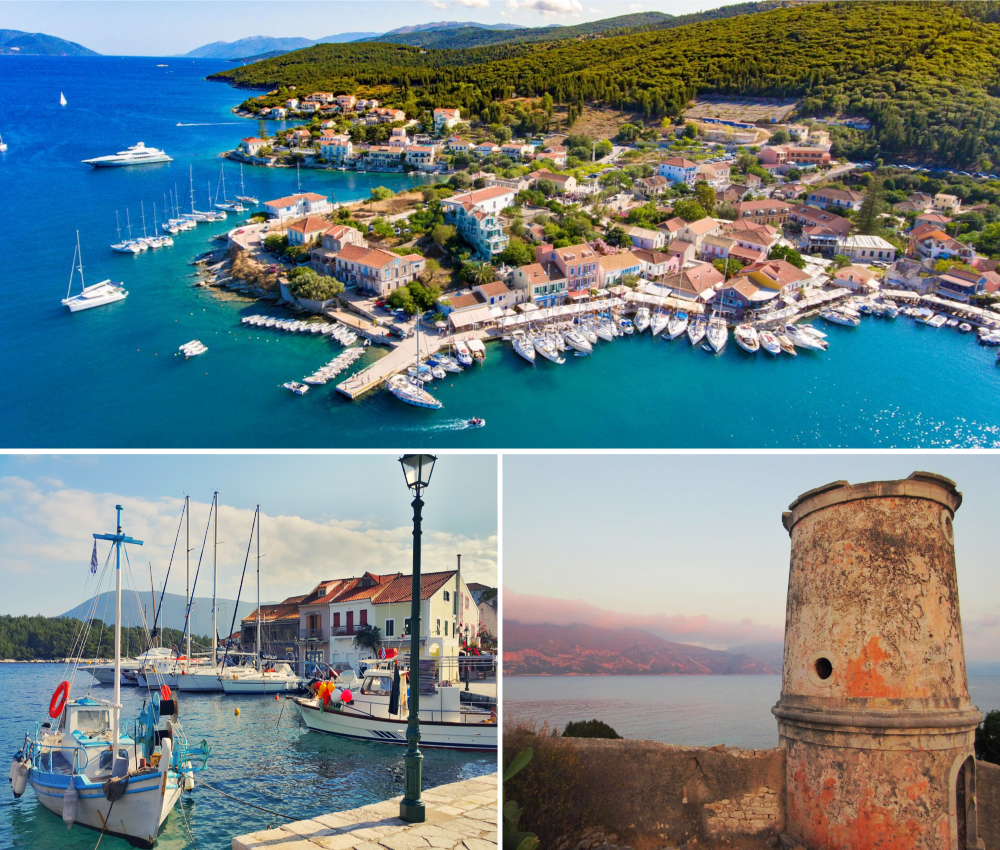 Fiscardo village Kefalonia – seafront accommodation nearby