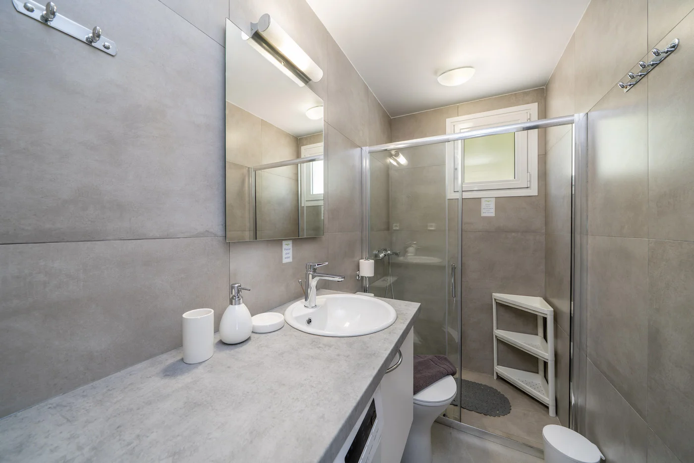 Bathroom interior at Beach House Kefalonia – seafront accommodation